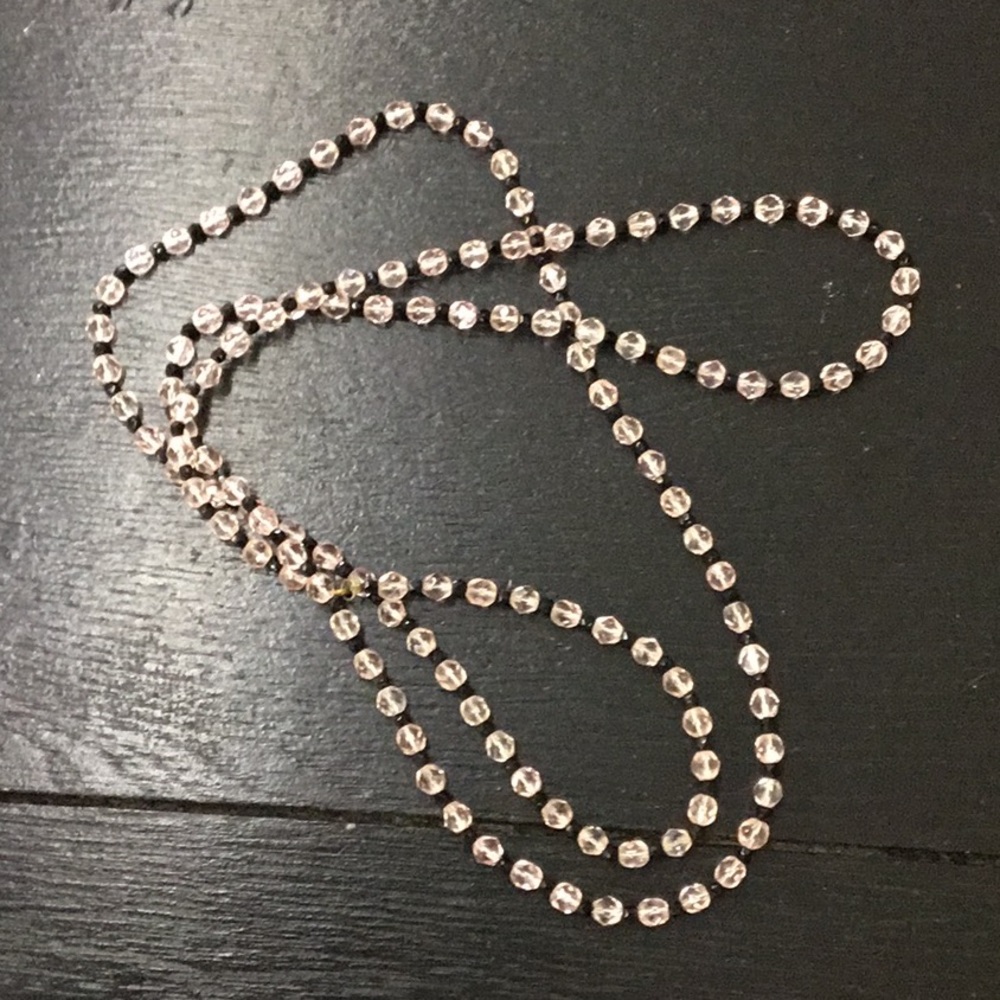 Crystal necklace pink and black